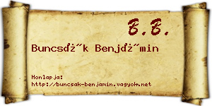 Buncsák Benjámin névjegykártya